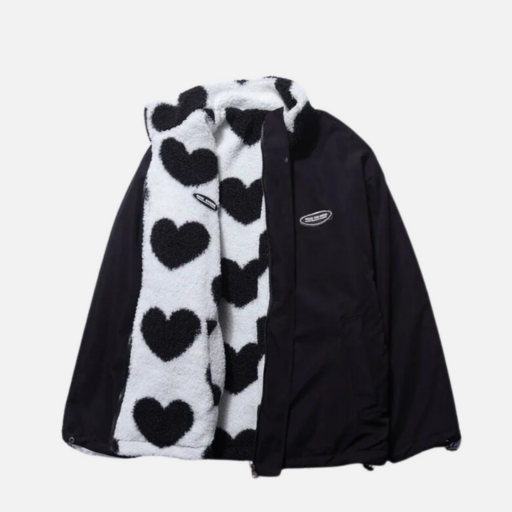 Women’s Heart Pattern Wool Jacket – Chic Everyday Coat
