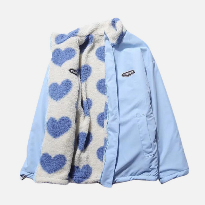 Women’s Heart Pattern Wool Jacket – Chic Everyday Coat