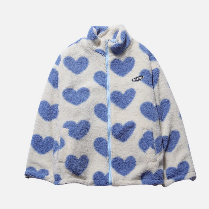 Women’s Heart Pattern Wool Jacket – Chic Everyday Coat