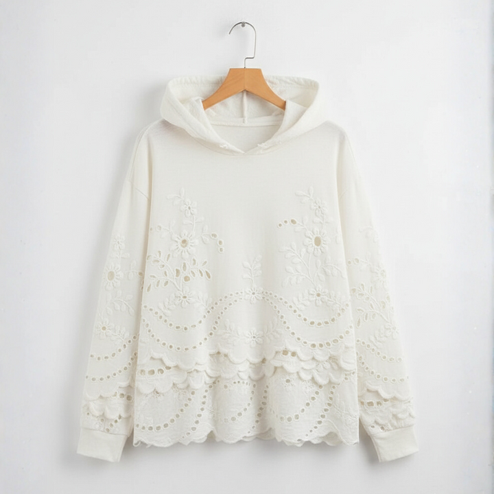 Women's Hooded Sweater – Casual Knit with Lace Detail