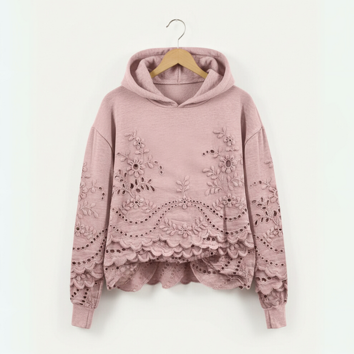 Women's Hooded Sweater – Casual Knit with Lace Detail