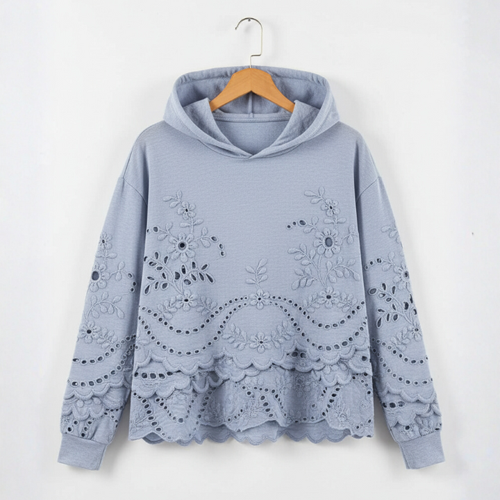 Women's Hooded Sweater – Casual Knit with Lace Detail