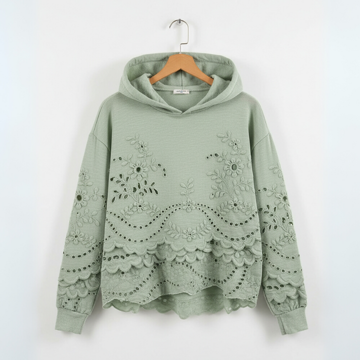 Women's Hooded Sweater – Casual Knit with Lace Detail