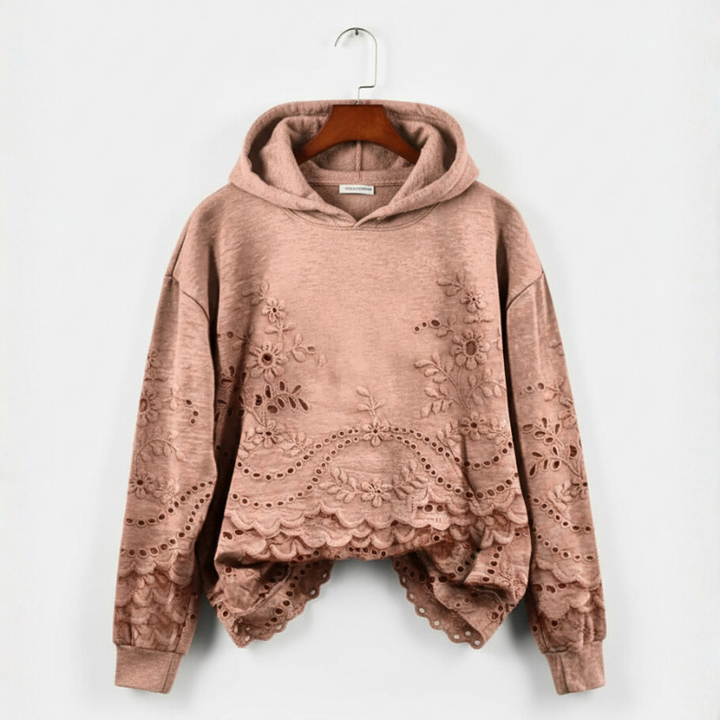 Women's Hooded Sweater – Casual Knit with Lace Detail