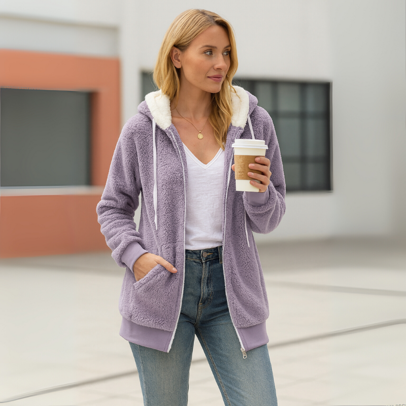 Women's Hoodie Jacket Sherpa-Lined Sweatshirt