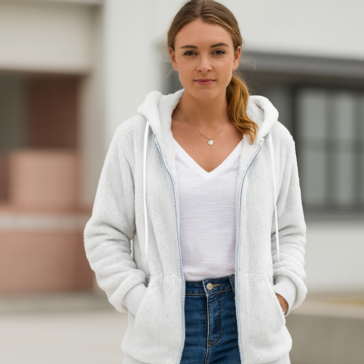 Women's Hoodie Jacket Sherpa-Lined Sweatshirt