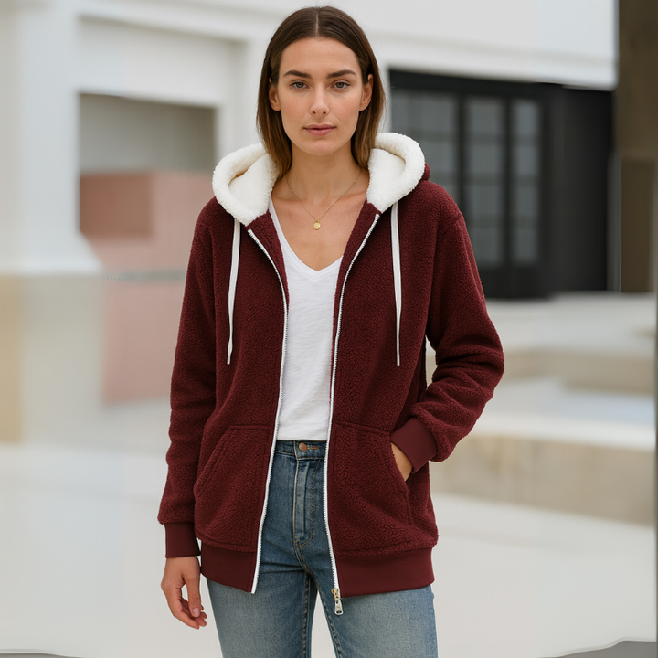Women's Hoodie Jacket Sherpa-Lined Sweatshirt