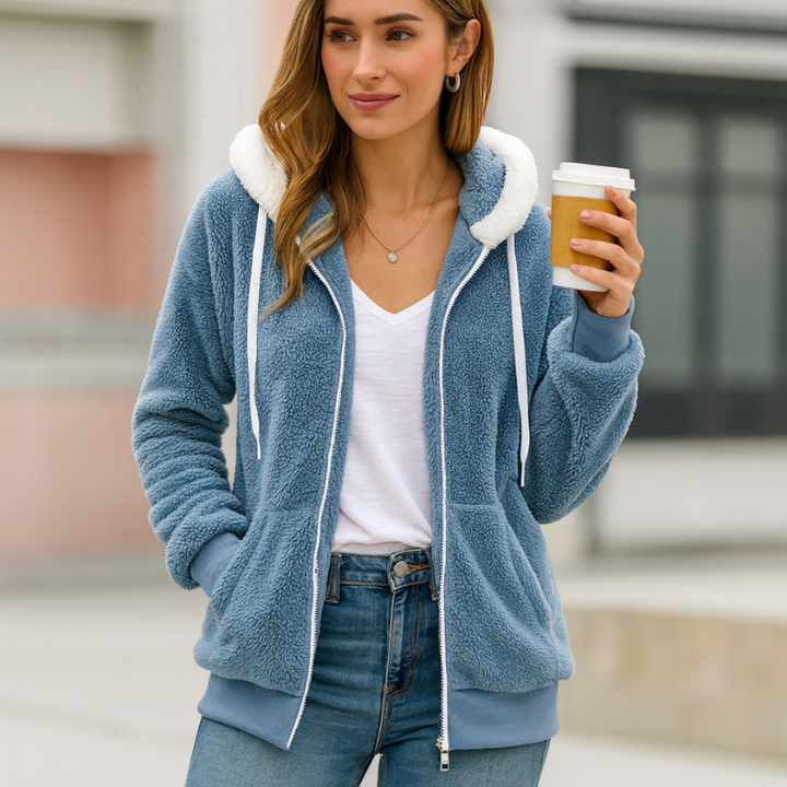 Women's Hoodie Jacket Sherpa-Lined Sweatshirt