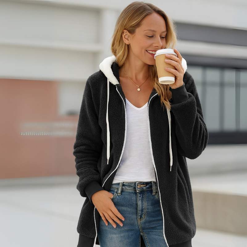 Women's Hoodie Jacket Sherpa-Lined Sweatshirt