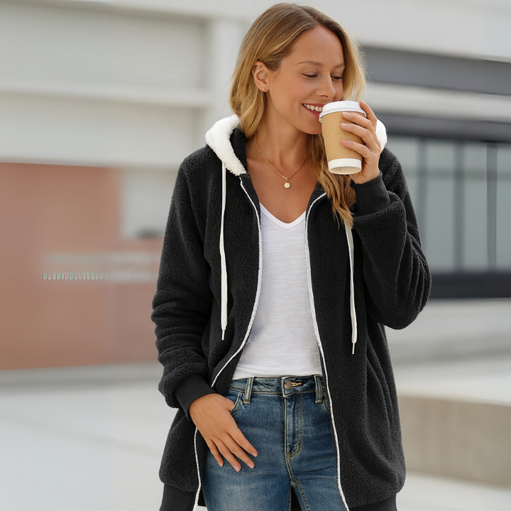 Women's Hoodie Jacket Sherpa-Lined Sweatshirt