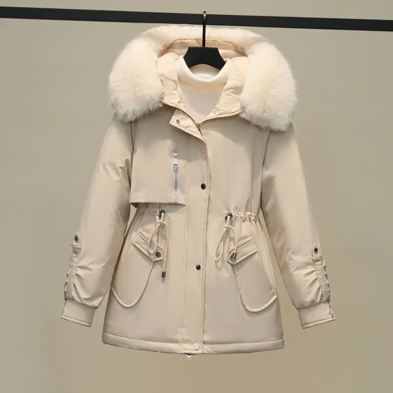 Women's Insulated Winter Puffer Coat with Fur Collar