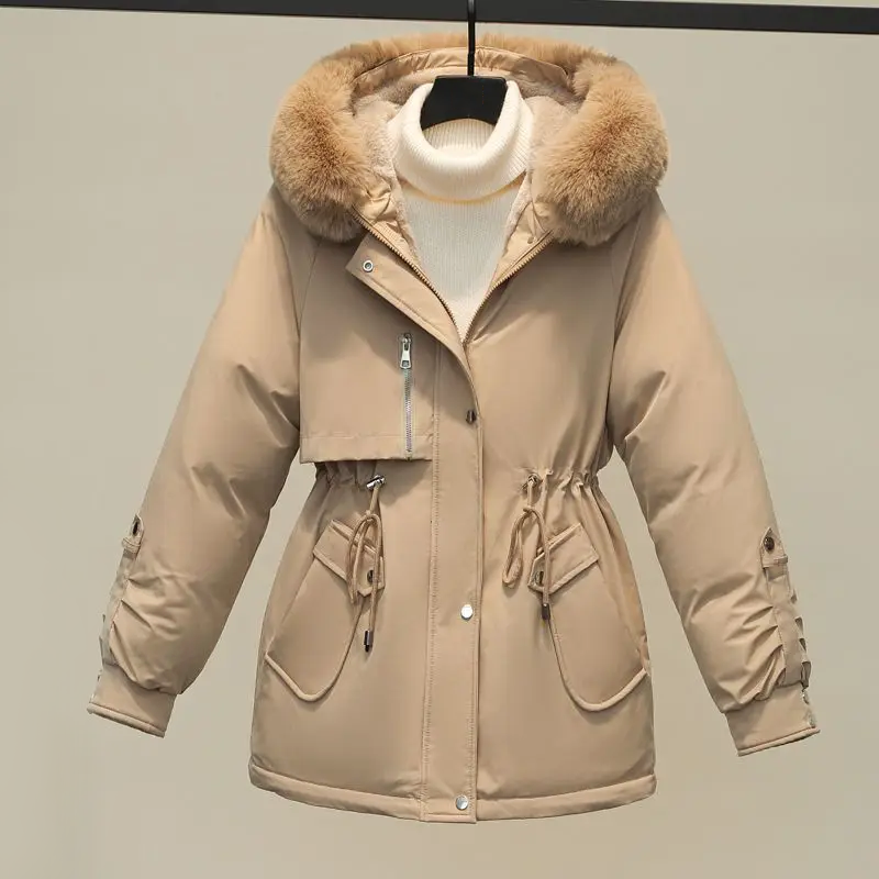 Women's Insulated Winter Puffer Coat with Fur Collar