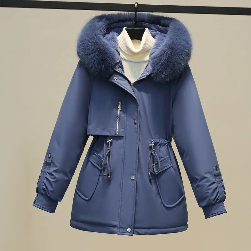 Women's Insulated Winter Puffer Coat with Fur Collar