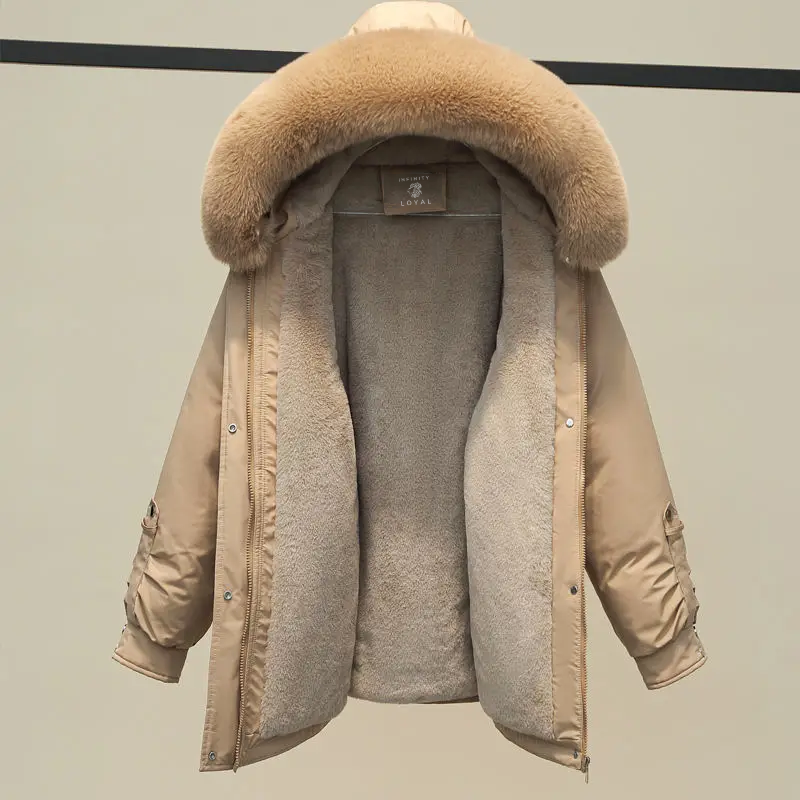 Women's Insulated Winter Puffer Coat with Fur Collar