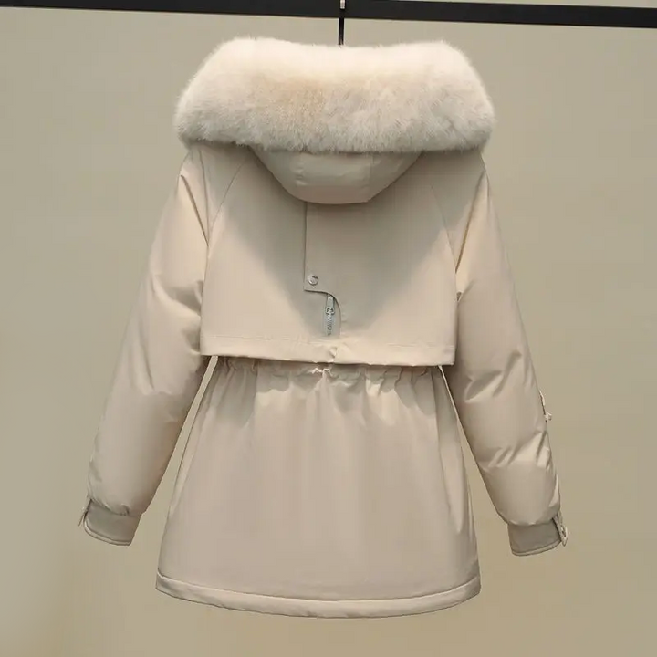 Women's Insulated Winter Puffer Coat with Fur Collar