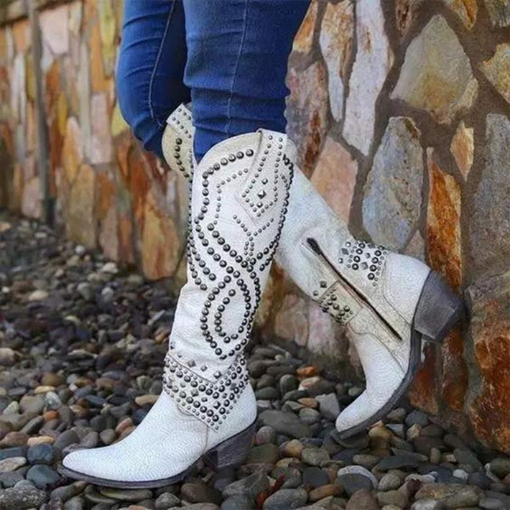 Women's Knee-High Cowgirl Boots with Block Heel