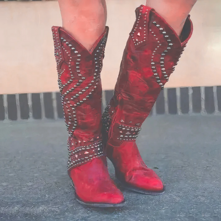 Women's Knee-High Cowgirl Boots with Block Heel