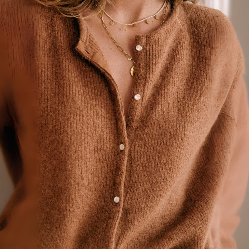 Women's Knitted Cardigan Minimalist Sweater for Layering