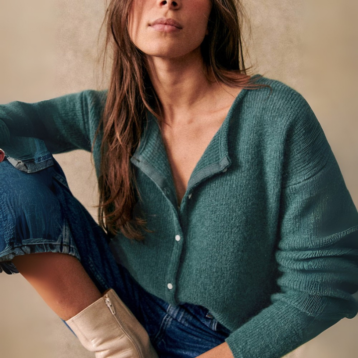 Women's Knitted Cardigan Minimalist Sweater for Layering