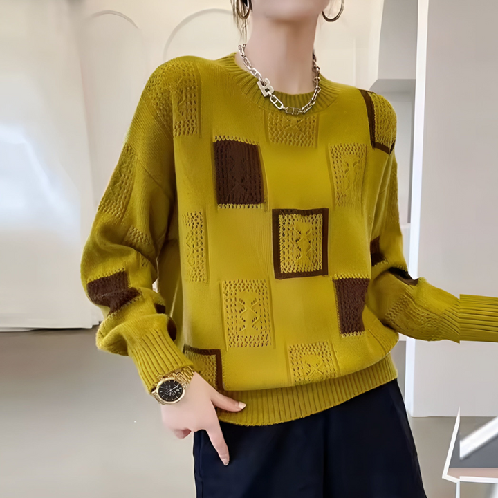 Women's Knitted Sweater – Openwork Design for Everyday Style