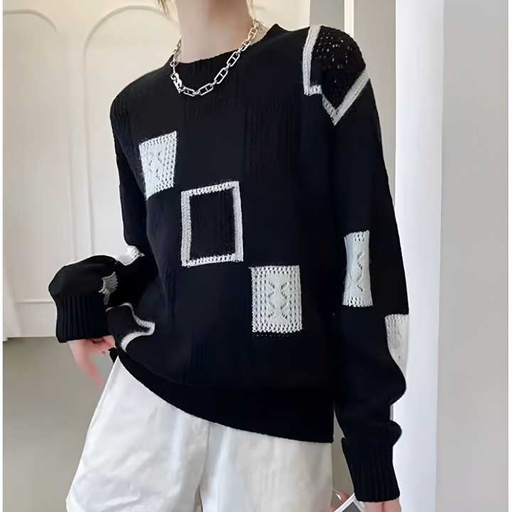 Women's Knitted Sweater – Openwork Design for Everyday Style