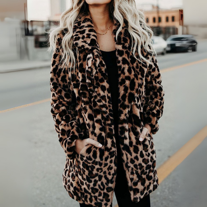 Women's Leopard Print Winter Coat – Faux Fur Lined