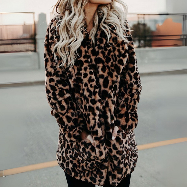 Women's Leopard Print Winter Coat – Faux Fur Lined