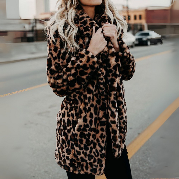 Women's Leopard Print Winter Coat – Faux Fur Lined