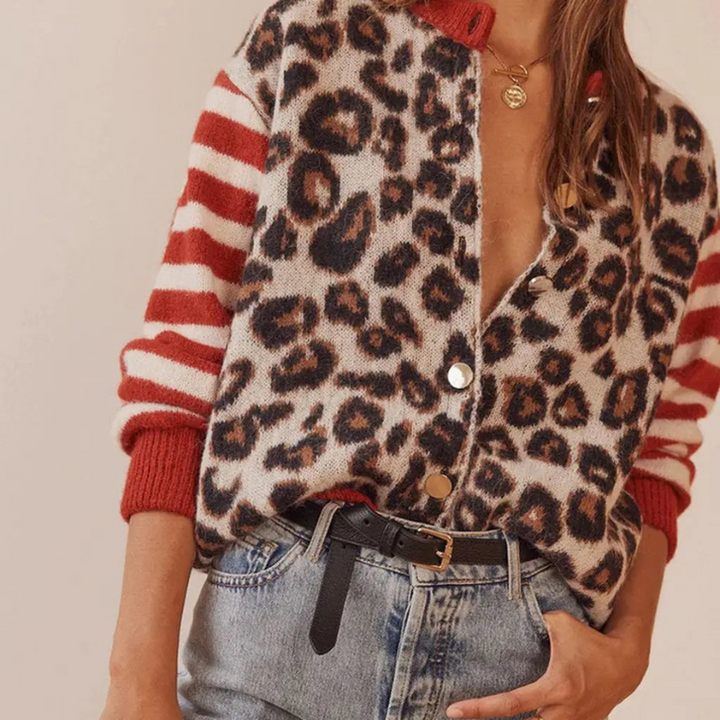 Women's Leopard Striped Cardigan Sweater for Any Occasion