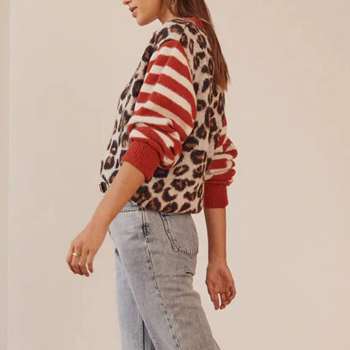 Women's Leopard Striped Cardigan Sweater for Any Occasion
