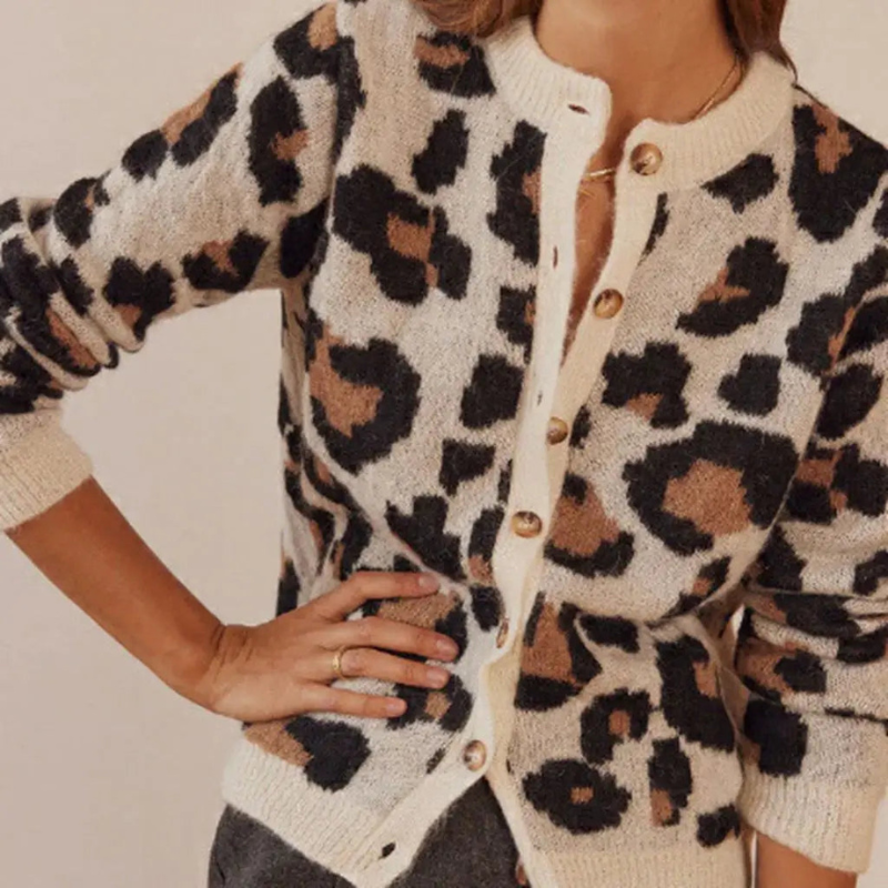 Women's Leopard Striped Cardigan Sweater for Any Occasion