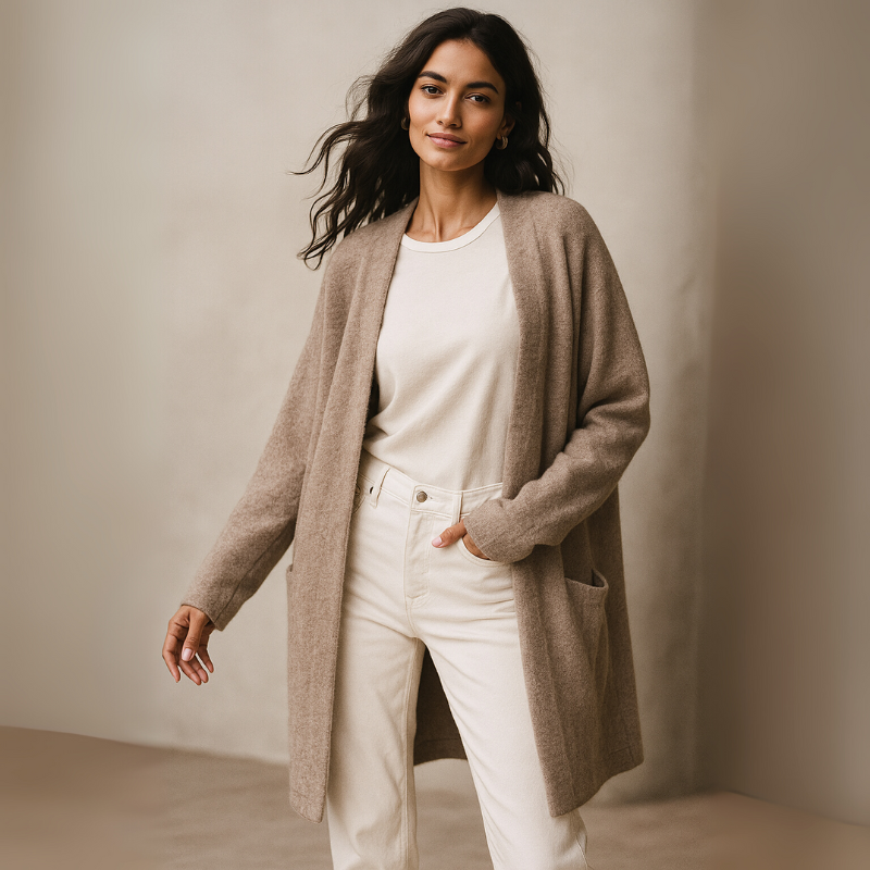 Women's Long Cardigan Sweater with Front Pockets