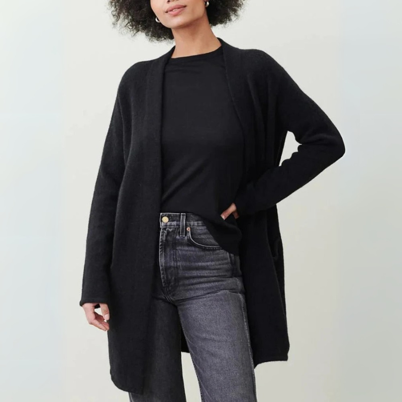 Women's Long Cardigan Sweater with Front Pockets