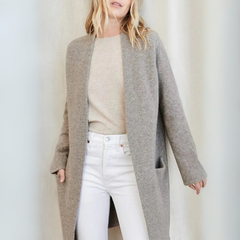Women's Long Cardigan Sweater with Front Pockets