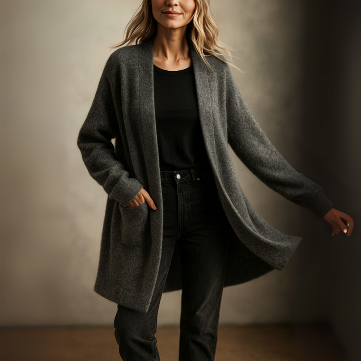 Women's Long Cardigan Sweater with Front Pockets