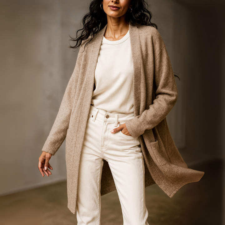 Women's Long Cardigan Sweater with Front Pockets