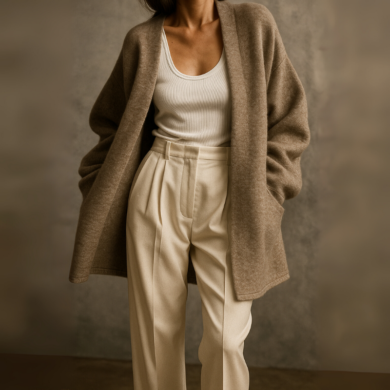 Women's Long Cardigan Sweater with Front Pockets