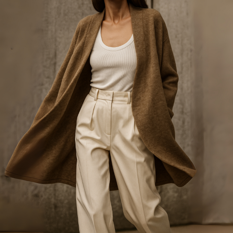 Women's Long Cardigan Sweater with Front Pockets