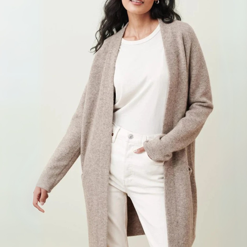 Women's Long Cardigan Sweater with Front Pockets