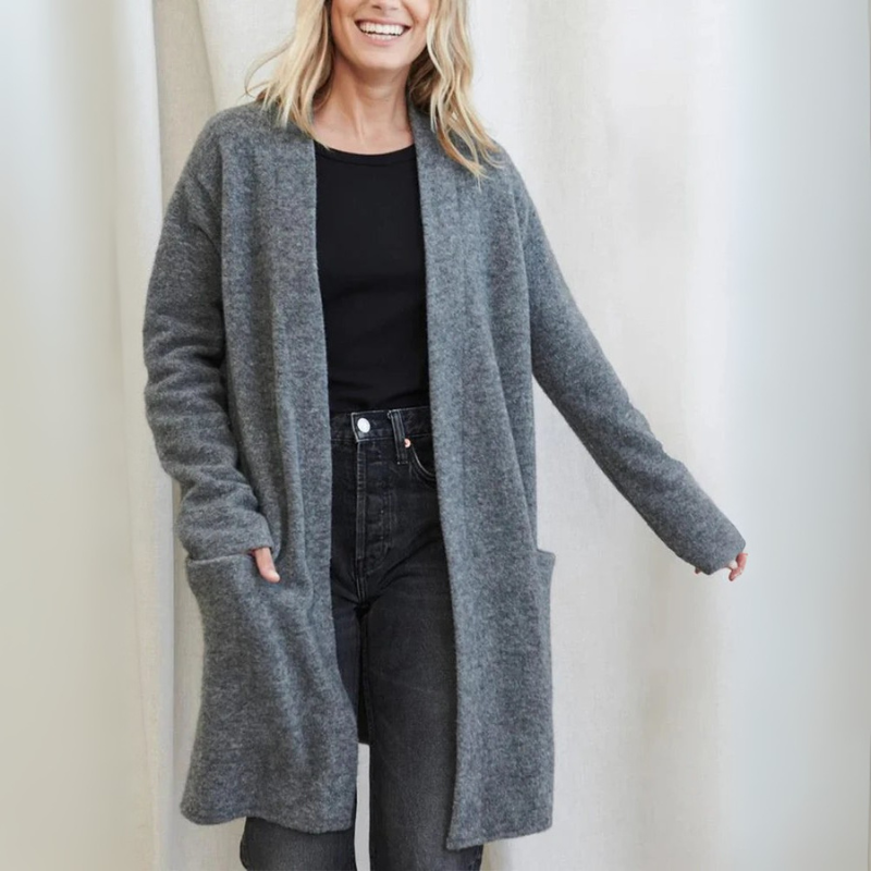 Women's Long Cardigan Sweater with Front Pockets