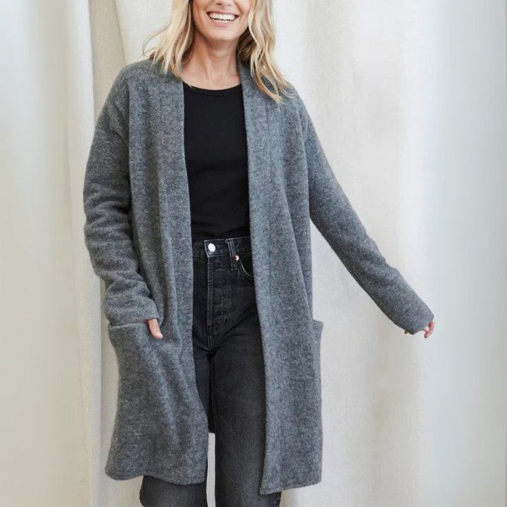 Women's Long Cardigan Sweater with Front Pockets