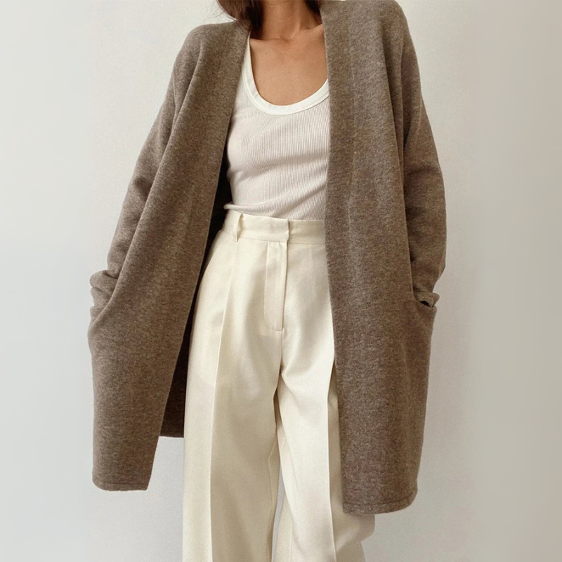 Women's Long Cardigan Sweater with Front Pockets