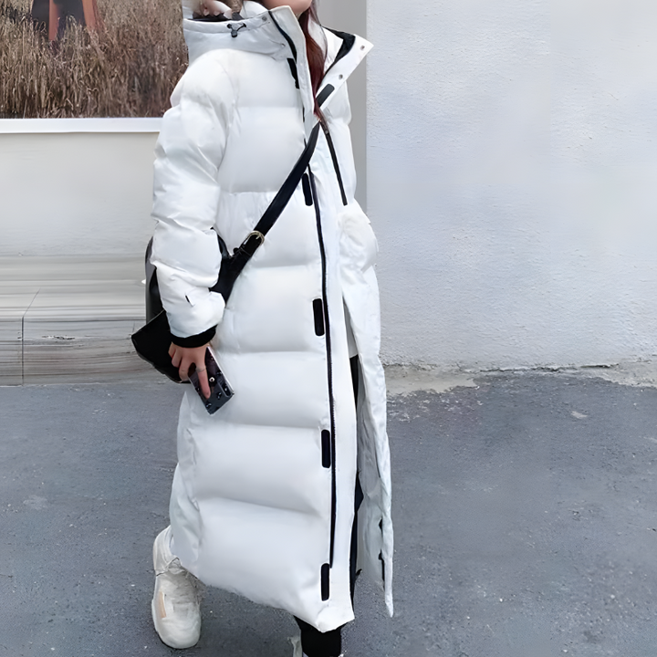 Women's Long Down Puffer Jacket – Wind-Resistant Winter Coat
