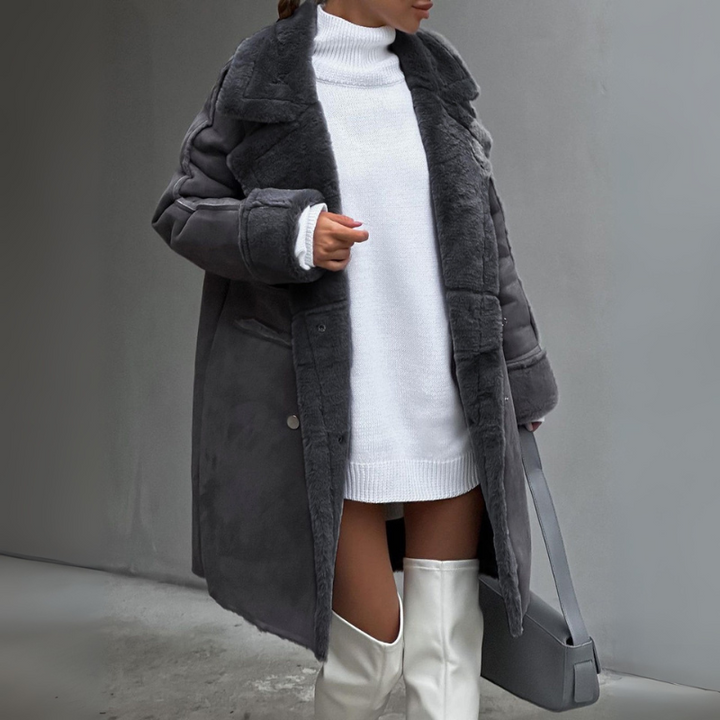 Women's Long Fleece Coat – Stylish Winter Outerwear