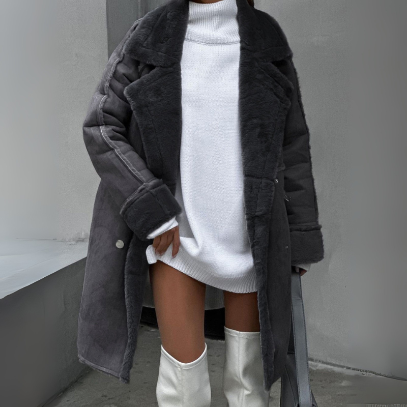 Women's Long Fleece Coat – Stylish Winter Outerwear