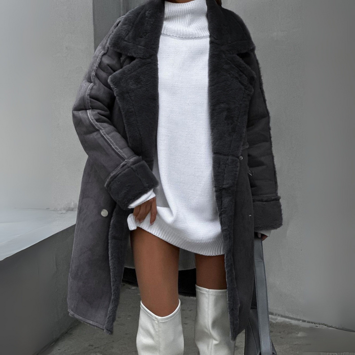 Women's Long Fleece Coat – Stylish Winter Outerwear