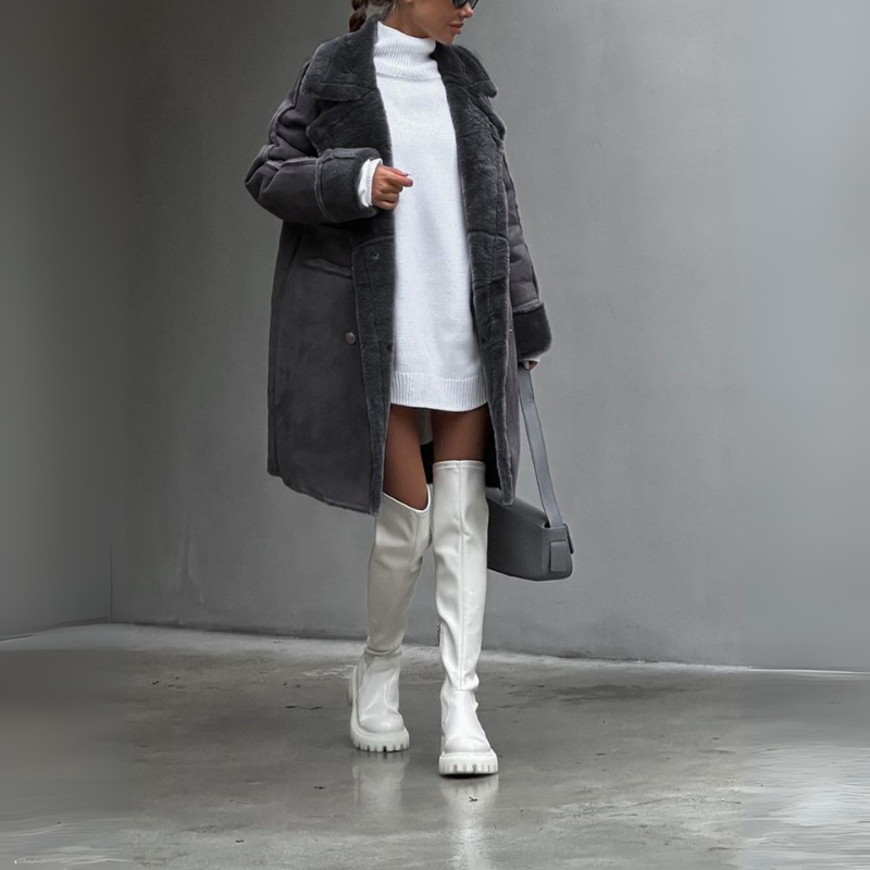 Women's Long Fleece Coat – Stylish Winter Outerwear