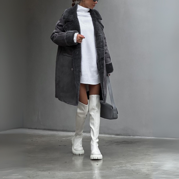 Women's Long Fleece Coat – Stylish Winter Outerwear