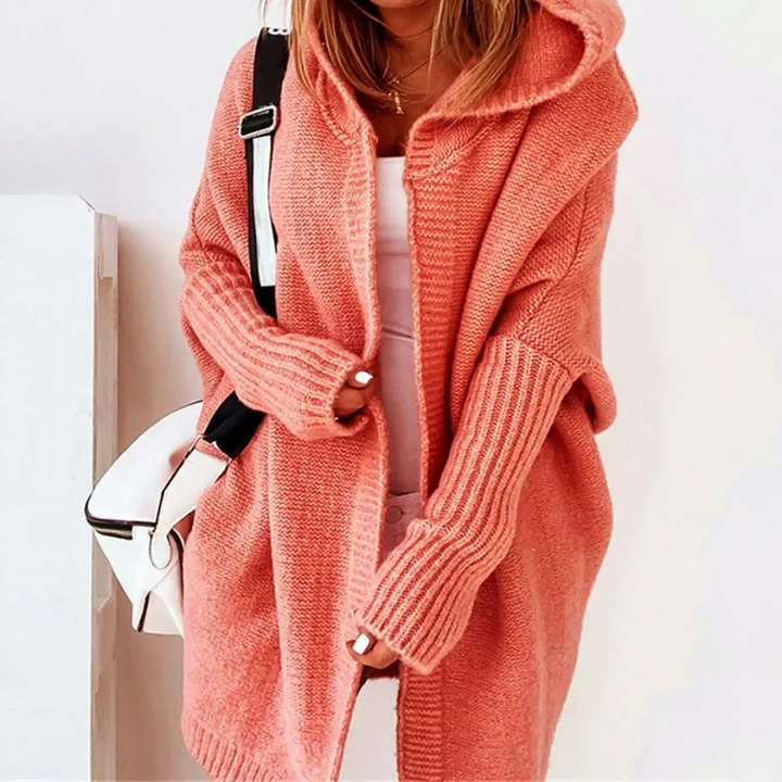 Women's Long Hooded Cardigan – Oversized Knit Sweater for Everyday