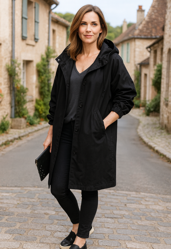 Women's Long Hooded Trench Coat - Stylish Casual Outerwear